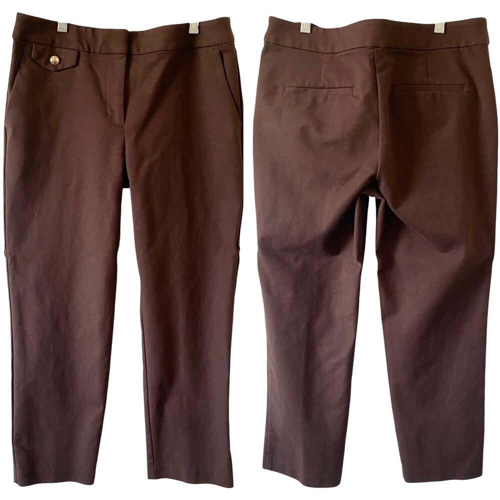LOFT The Riviera Slim Cropped Pants Brown Size 8 Career Business Casual Stretch